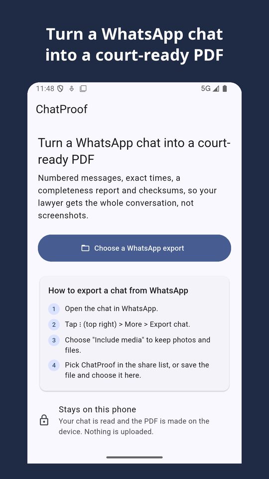 ChatProof screenshot 1